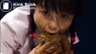 Cute Asian eating shit