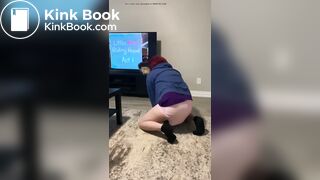 furry watches barney and makes pushies in diaper