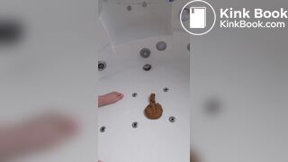 A milf is proud of her poop