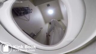 Voyeur girls shitting and pissing in the toilet POV