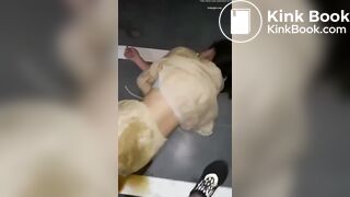 Asian girl shit in skirt.