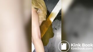 Asian girl shit in skirt.