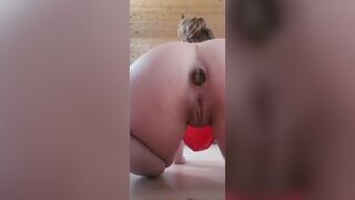 Cute girl drops her poop