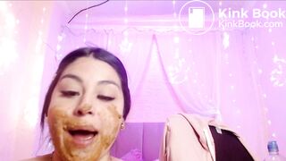 Nasty cam model eating scat 1
