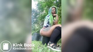 Shitting in a bucket - video 4