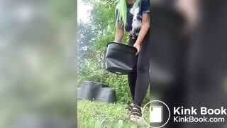 Shitting in a bucket - video 4
