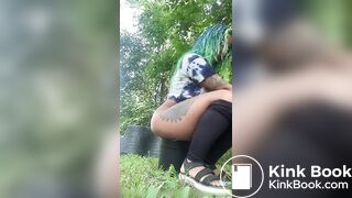 Shitting in a bucket - video 4