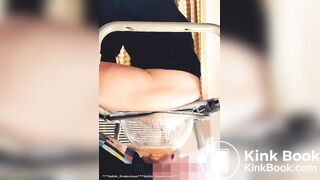 Human toilet gets stuffed with poop femdom