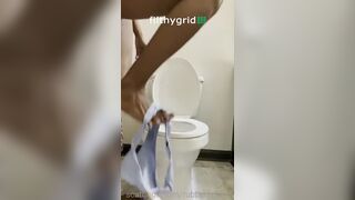 Ebony girl pooping on toilet - video 8
