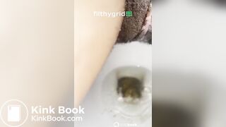 Ebony girl pooping on toilet - video 2