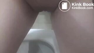 Girl hover shitting in a hospital toilet