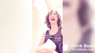 Casual girl taking a dump