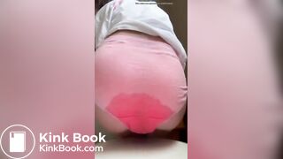 Woman sits in her shit in panties