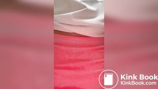 Woman sits in her shit in panties