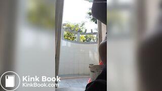 This girl forgot to close the door while pooping