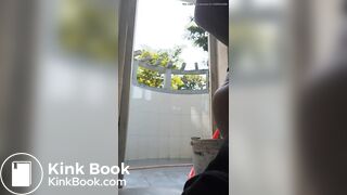 This girl forgot to close the door while pooping