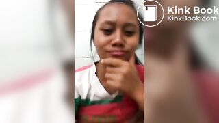 Asian Girl Talk When She Is Pooping