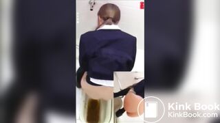 Japanese girl has serious diarrhea on squat toile