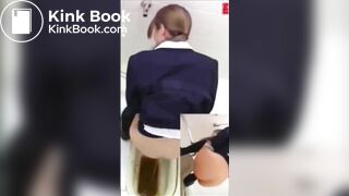 Japanese girl has serious diarrhea on squat toile