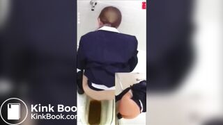 Japanese girl has serious diarrhea on squat toile