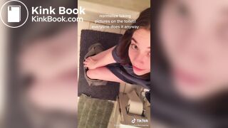 Casual girl does toilet selfie