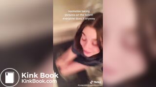 Casual girl does toilet selfie