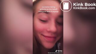 Casual girl does toilet selfie