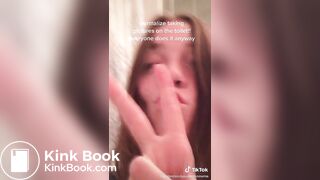 Casual girl does toilet selfie