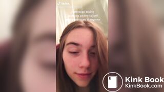 Casual girl does toilet selfie