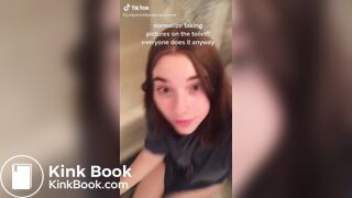 Casual girl does toilet selfie