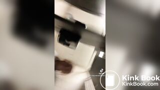 Three friends doing toilet selfies