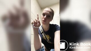 Three friends doing toilet selfies