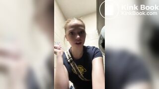 Three friends doing toilet selfies