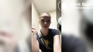 Three friends doing toilet selfies