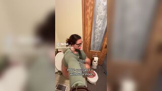Hispanic girl pooping with stool