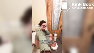 Hispanic girl pooping with stool