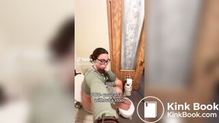 Hispanic girl pooping with stool