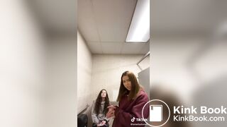Girl records her friend shitting