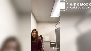 Girl records her friend shitting