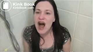 woman eating her self shit