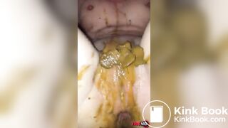 Asian girl playing with poop