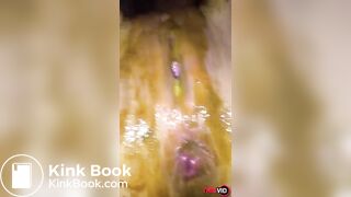 Asian girl playing with poop