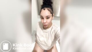 Chubby redbone pushes out multicolor dookie at work