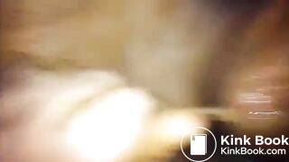 Crazy Latina chick grabs shit log to smear, lick & chew