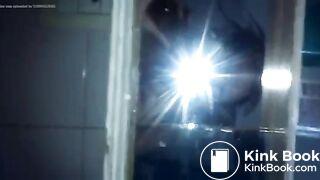 Crazy Latina chick grabs shit log to smear, lick & chew