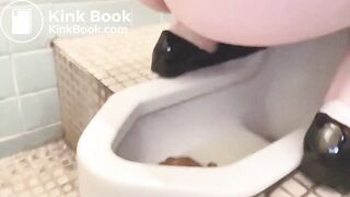 Japanese girl has diarrhea in squat toilet