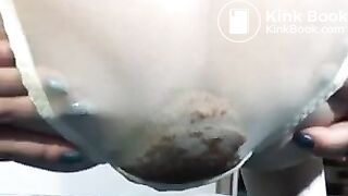 Retro Sexy Hot White Girl Pointy White Panty Poop