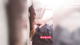 Spanish girl pooped a long turd on the windowsill