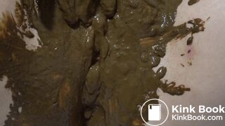 Beautiful lady is playing with poop - video 2