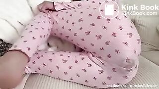 Sexy Hot Blond Girl Huge Bulging Red Grape Pajama Poop